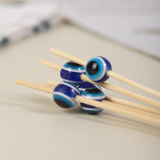 12cm Blue Cat Eye Bamboo Fruit Picks – Pack of 100pcs | Creative Cocktail & Food Picks | Wholesale EXW Prices
