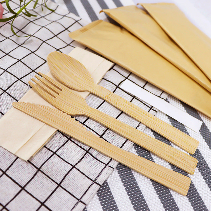 DDP deliver to door | 100~5000pcs | Disposable bamboo knife, bamboo fork and bamboo spoon