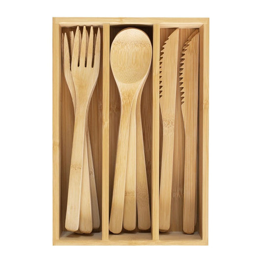12pcs*20cases | Reusable Bamboo Flatware Set with Storage Case | EXW Prices