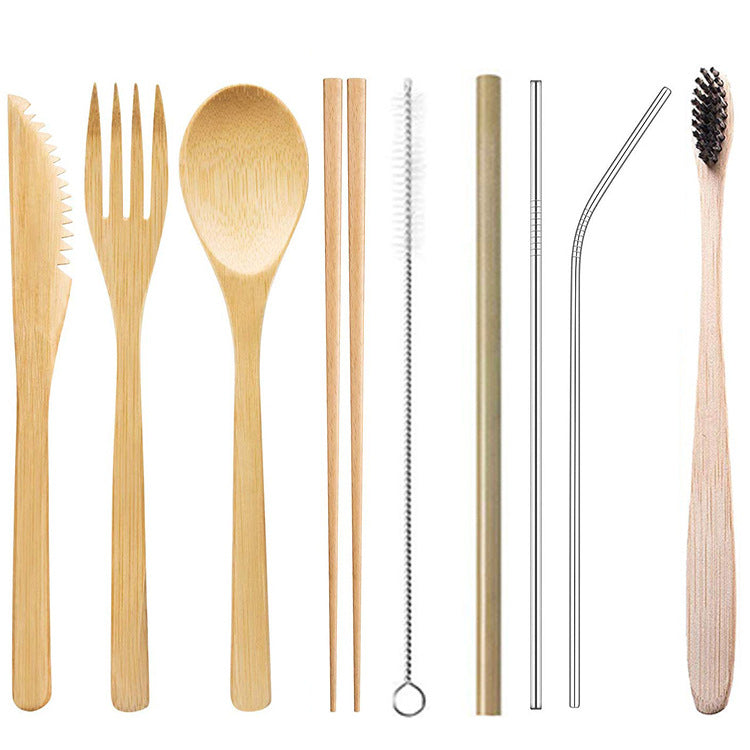 Reusable Bamboo Cutlery Set – 3/4/5/6/7/8/9 pcs a set for options | EXW Prices