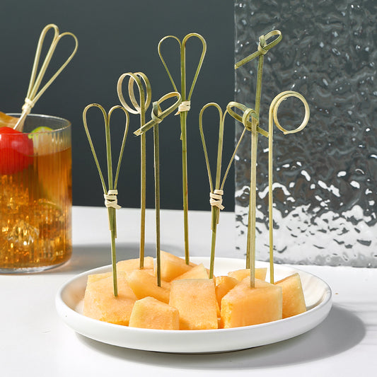Bamboo Finger Picks/Knot Picks/Heart Shape Picks – 100% Natural Skewers for Appetizers, Cocktails & Catering (10,000pcs/ctn | EXW Prices