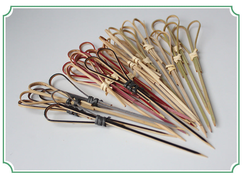 Bamboo Finger Picks/Knot Picks/Heart Shape Picks – 100% Natural Skewers for Appetizers, Cocktails & Catering (10,000pcs/ctn | EXW Prices