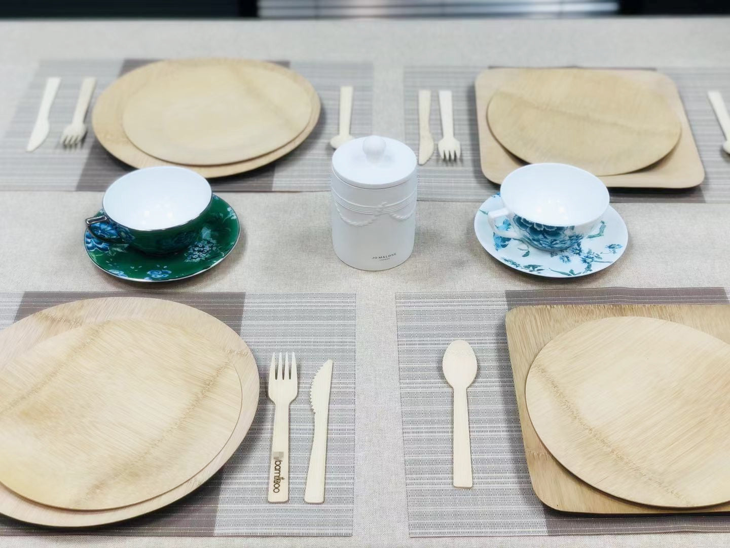 500PCS Custom-LOGO Wedding Plates, Event Plates, made from 100% natural bamboo, compostable and biodegradable | EXW Prices