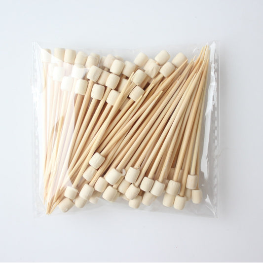 12cm Natural Wood Beaded Bamboo Picks – 100pcs/Pack | Appetizer, Cocktail & Food Skewers | Wholesale EXW Prices