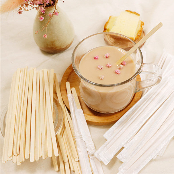 Flat-Head Bamboo Coffee Stirrers – 100pcs/Bag, 100 Bags/Carton | Eco-Friendly Coffee Sticks | EXW Prices