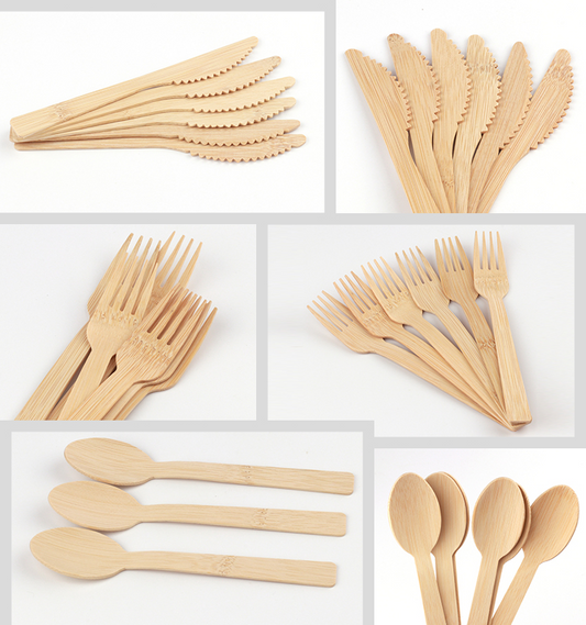 DDP deliver to door | 100~5000pcs | Disposable bamboo knife, bamboo fork and bamboo spoon
