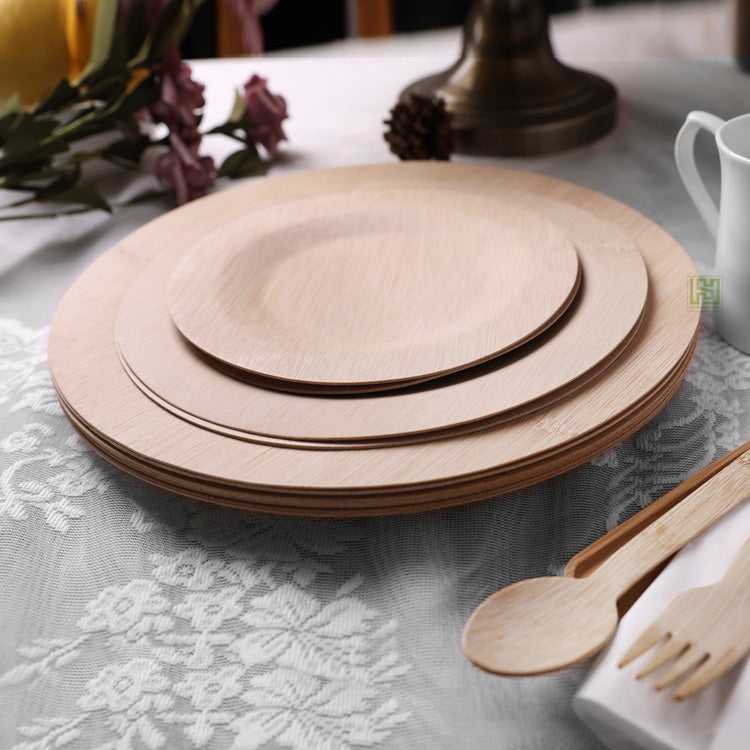 DDP deliver to door | Pack of 400pcs Bamboo Wedding Plates round disposable eco plates 11 inch
