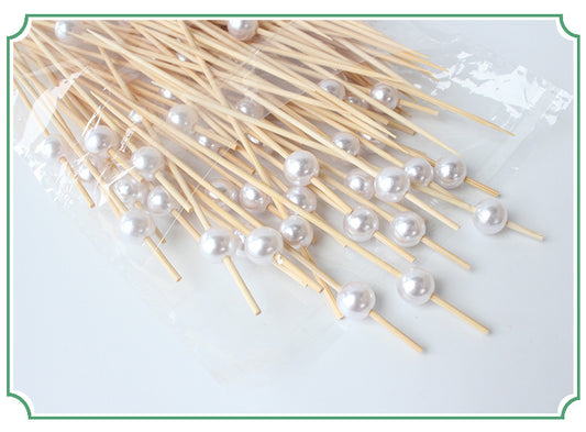 12cm Pearl Bamboo Skewers (100pcs) – White, Pink, Blue, Mixed & Gradient | Eco-Friendly Food, Cocktail, Fruit & Dessert Picks | Wholesale EXW Prices