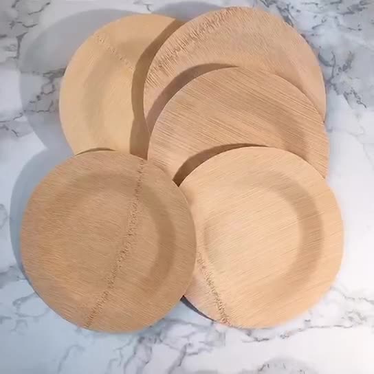 500PCS Custom-LOGO Wedding Plates, Event Plates, made from 100% natural bamboo, compostable and biodegradable | EXW Prices