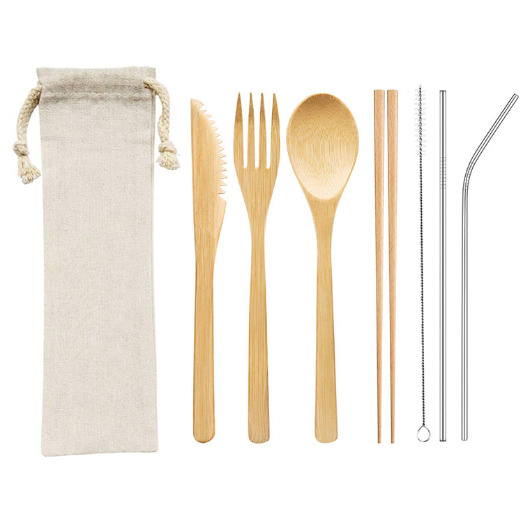 Reusable Bamboo Cutlery Set – 3/4/5/6/7/8/9 pcs a set for options | EXW Prices