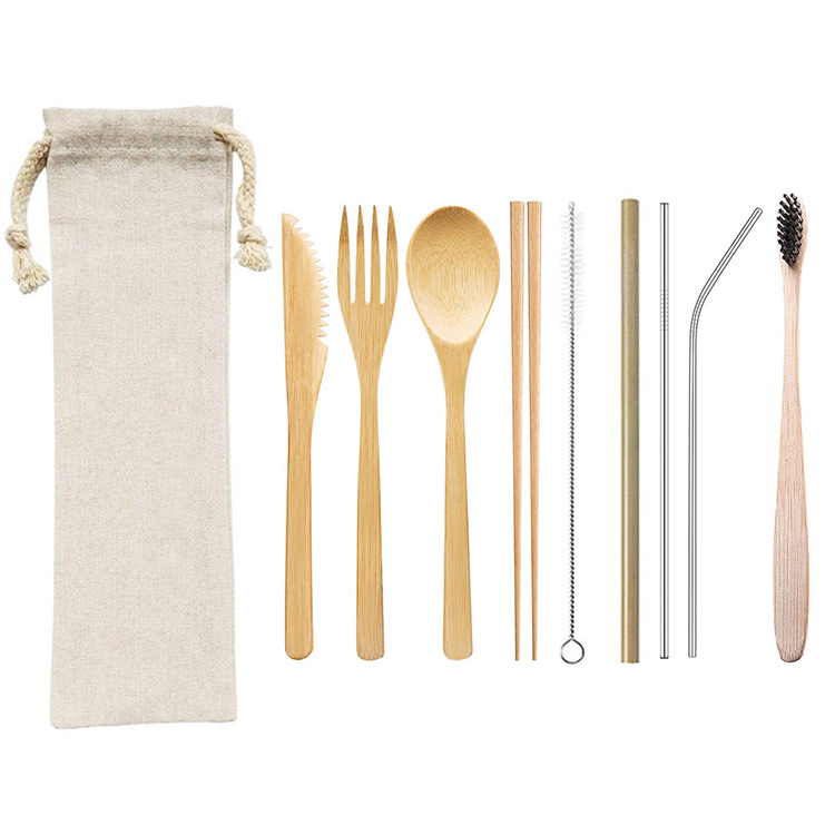 Reusable Bamboo Cutlery Set – 3/4/5/6/7/8/9 pcs a set for options | EXW Prices