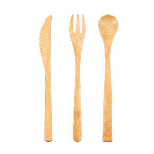 3-Piece Reusable Bamboo Cutlery Set – Knife, Fork & Spoon | Eco-Friendly Utensils | EXW Prices
