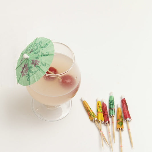 10cm Disposable Cocktail Umbrella Picks & Fruit Picks Bulk | Bamboo Paper Drink Umbrellas Mixed Colors | Wholesale EXW Prices