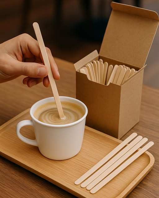Flat-Head Bamboo Coffee Stirrers – 100pcs/Bag, 100 Bags/Carton | Eco-Friendly Coffee Sticks | EXW Prices