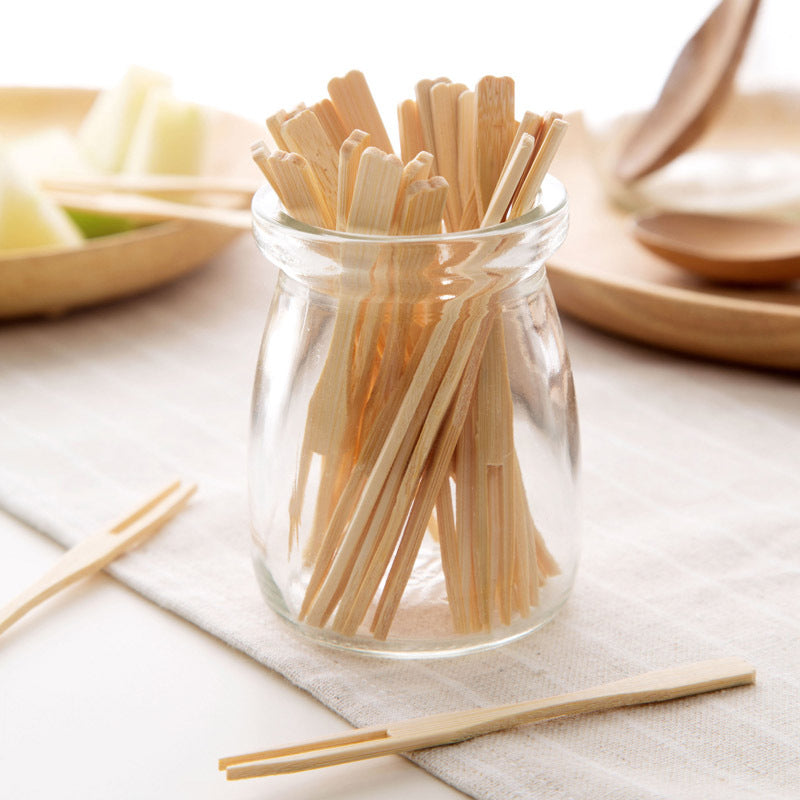 DDP deliver to Door | Bamboo Appetizer Forks, 90-100mm Disposable Bamboo Fork for Charcuterie, Mini Forks for Appetizers, Cocktail Forks for Weddings, Small Appetizer Picks