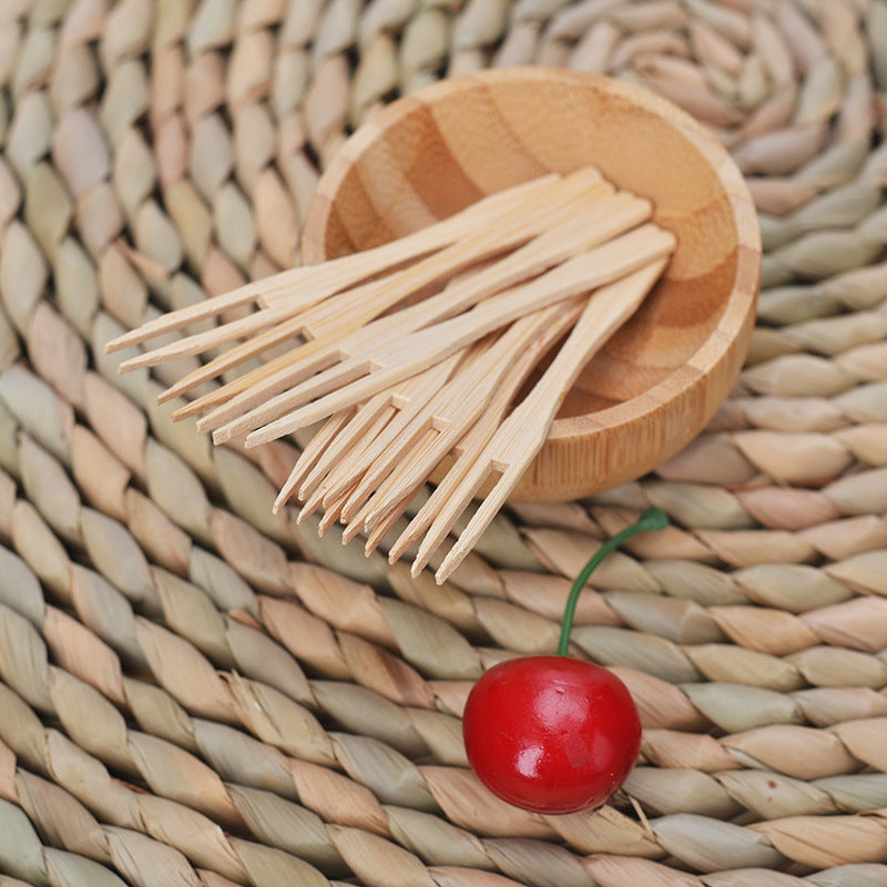 DDP deliver to Door | Bamboo Appetizer Forks, 90-100mm Disposable Bamboo Fork for Charcuterie, Mini Forks for Appetizers, Cocktail Forks for Weddings, Small Appetizer Picks