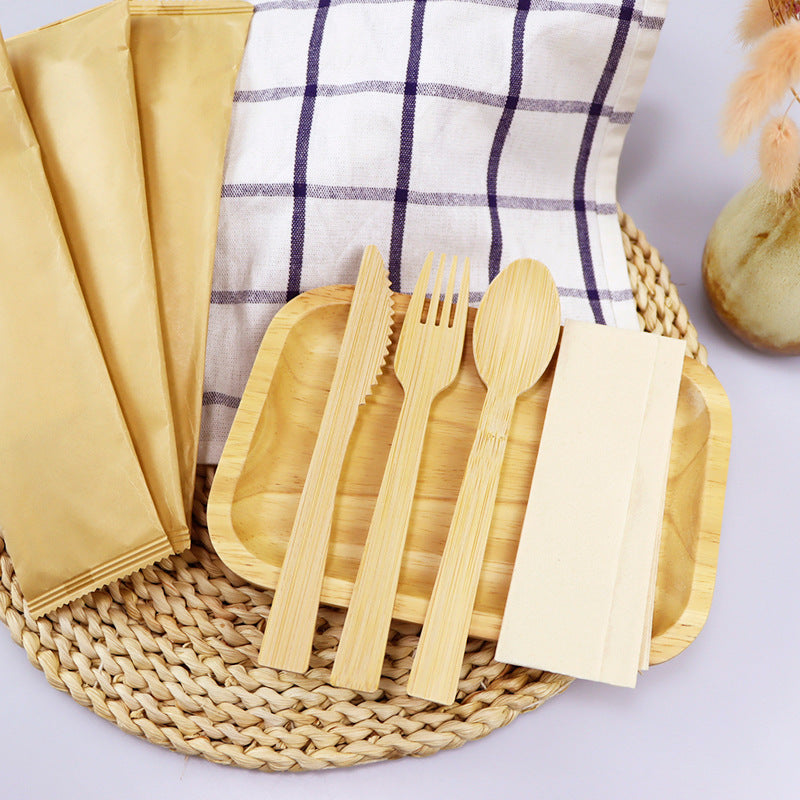 DDP deliver to door | 100~5000pcs | Disposable bamboo knife, bamboo fork and bamboo spoon