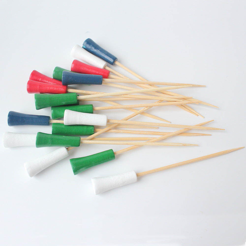 12cm Golf Tee Style Bamboo Fruit & Cocktail Picks – 100pcs/Bag | Prices per 10,000pcs | Wholesale EXW Prices