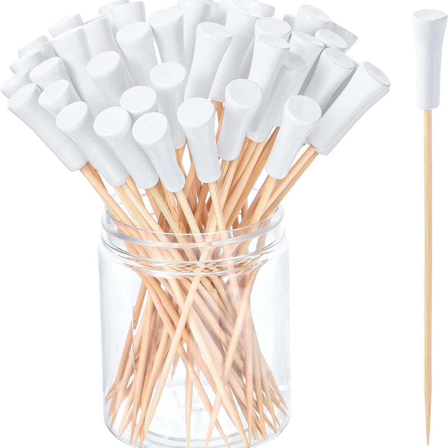 12cm Golf Tee Style Bamboo Fruit & Cocktail Picks – 100pcs/Bag | Prices per 10,000pcs | Wholesale EXW Prices
