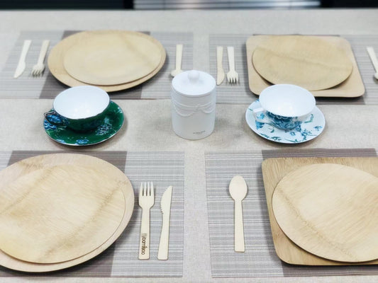 500PCS Custom-LOGO Wedding Plates, Event Plates, made from 100% natural bamboo, compostable and biodegradable | EXW Prices