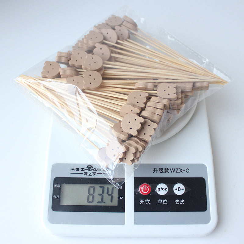 12CM Natural Wood Cat-Head & Bear-Head Bamboo Picks 100pcs/Pack | Food, Cocktail & Appetizer Skewers | Wholesale EXW Prices