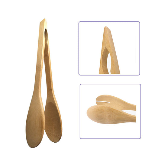 Bamboo Kitchenware | Bamboo Food & Bread Tongs | Natural Round Head Bamboo Food Tongs – Eco-Friendly BBQ & Bread Tongs Wholesale