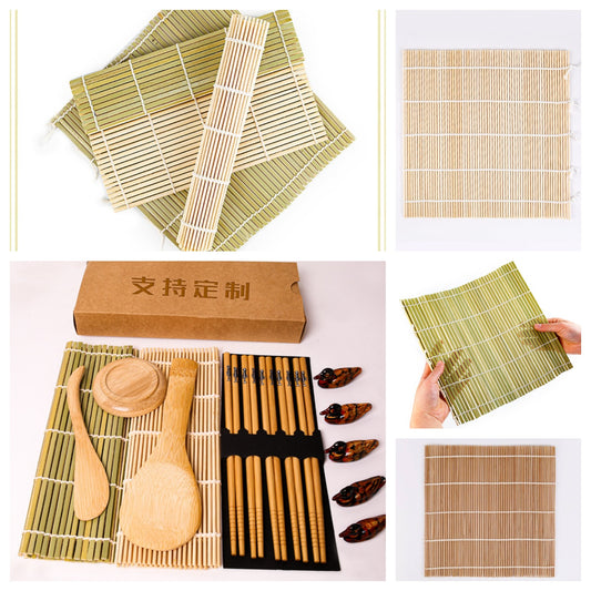 Bamboo Kitchenware | Bamboo Sushi & Rolling Mats | Eco-Friendly Bamboo Sushi Rolling Mat Set – White & Green Skin, Non-Stick, Durable Wholesale