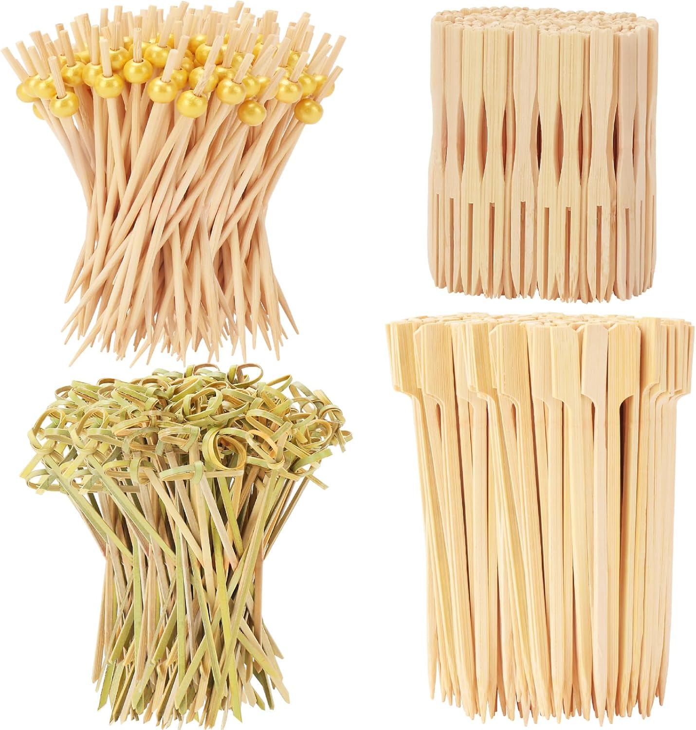 DDP deliver to door | 400PCS Cocktail Picks Kit, 4 Styles Fancy Toothpicks for Appetizers, 3 Sizes Long Bamboo Skewers, Decorative Wooden Cocktail Sticks for Party Supplies Food Drinks Fruit Charcuterie Boards Accessories