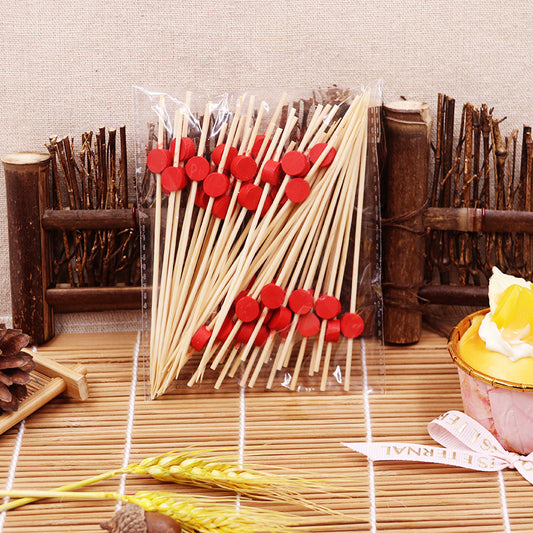 12cm Drum-Shaped Bead Bamboo Picks – Red / Orange / Blue / Yellow / Green / Mixed | 100pcs/Pack | Wholesale EXW Prices