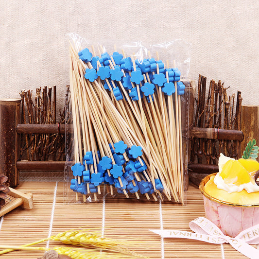 12cm Flower Bead Bamboo Picks – Blue / Yellow / Green / Red / Orange / Mixed | 100pcs/Pack | Wholesale EXW Prices