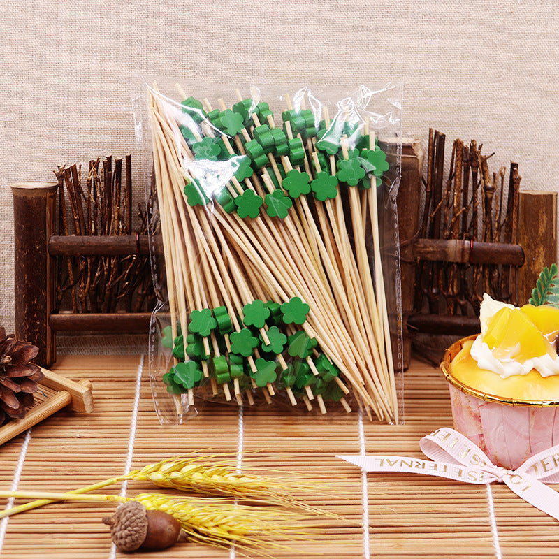 Бамбуковые шпажки в виде цветов, 12 см – синие / желтые / зеленые / красные / оранжевые / смешанные | 100 шт./упаковка | Оптовые цены EXW