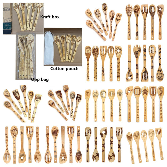 Bamboo Kitchenware | Bamboo Cooking Utensils | Laser Engraved Bamboo Spatula Set – Eco-Friendly Custom Kitchen Utensils Wholesale
