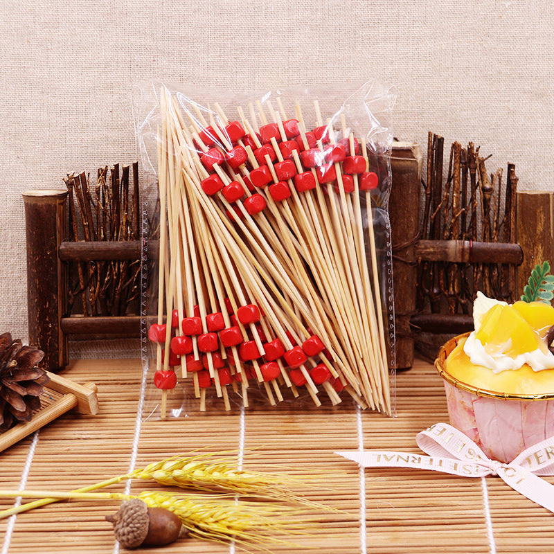 Бамбуковые палочки с квадратными бусинами 12 см – синий / зеленый / розовый / светло-розовый / красный / оранжевый / желтый / смешанный | 100 шт./упаковка | Оптовые цены EXW