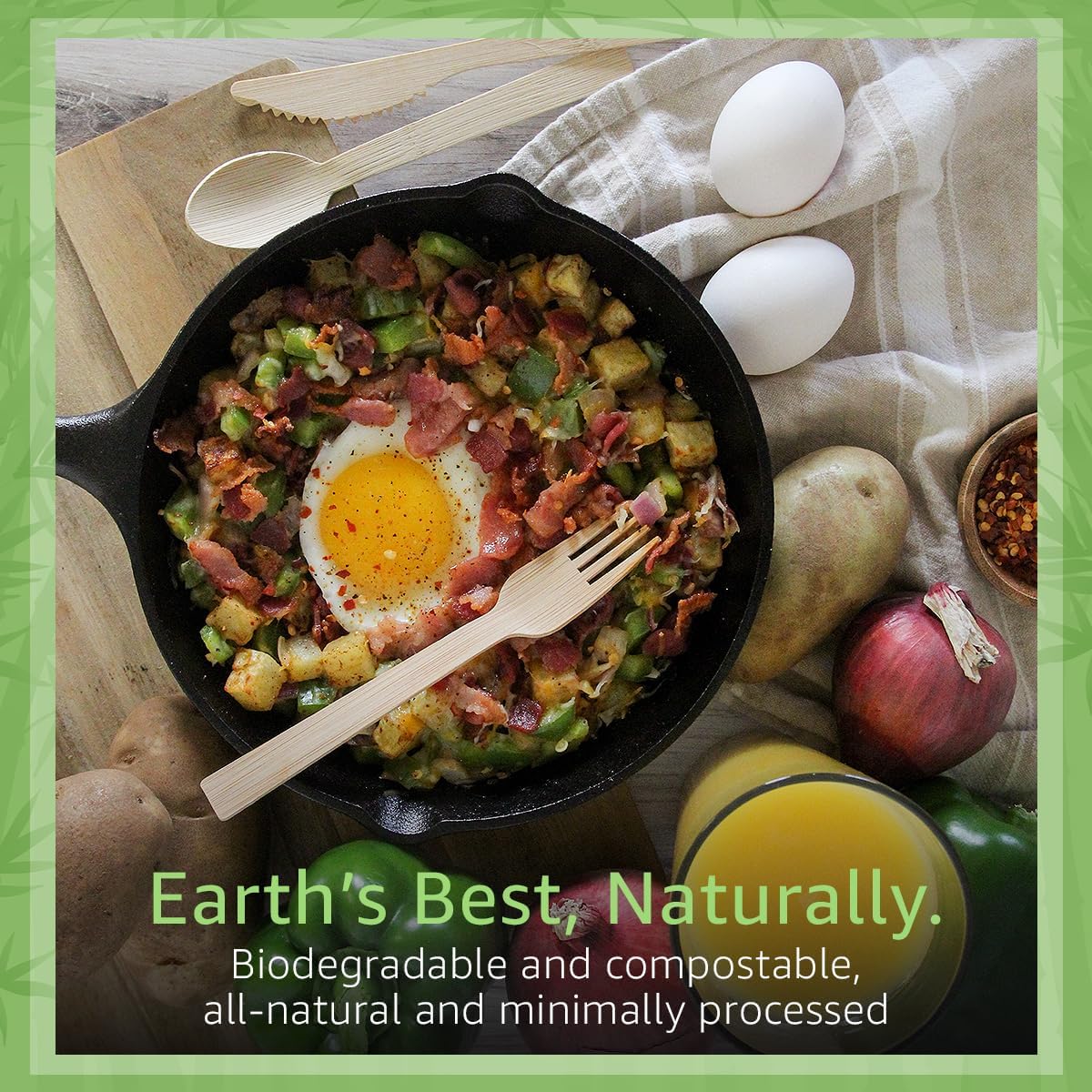 Bamboo Disposables | Bamboo Cutlery | 100-Piece Biodegradable Bamboo Utensils Set – Forks, Spoons & Knives Wholesale