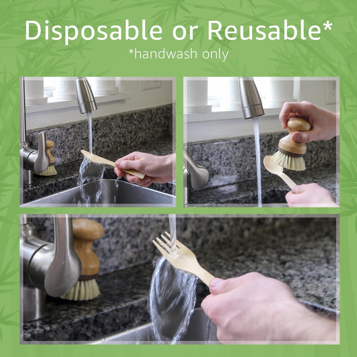 Bamboo Disposables | Bamboo Cutlery | 100-Piece Biodegradable Bamboo Utensils Set – Forks, Spoons & Knives Wholesale