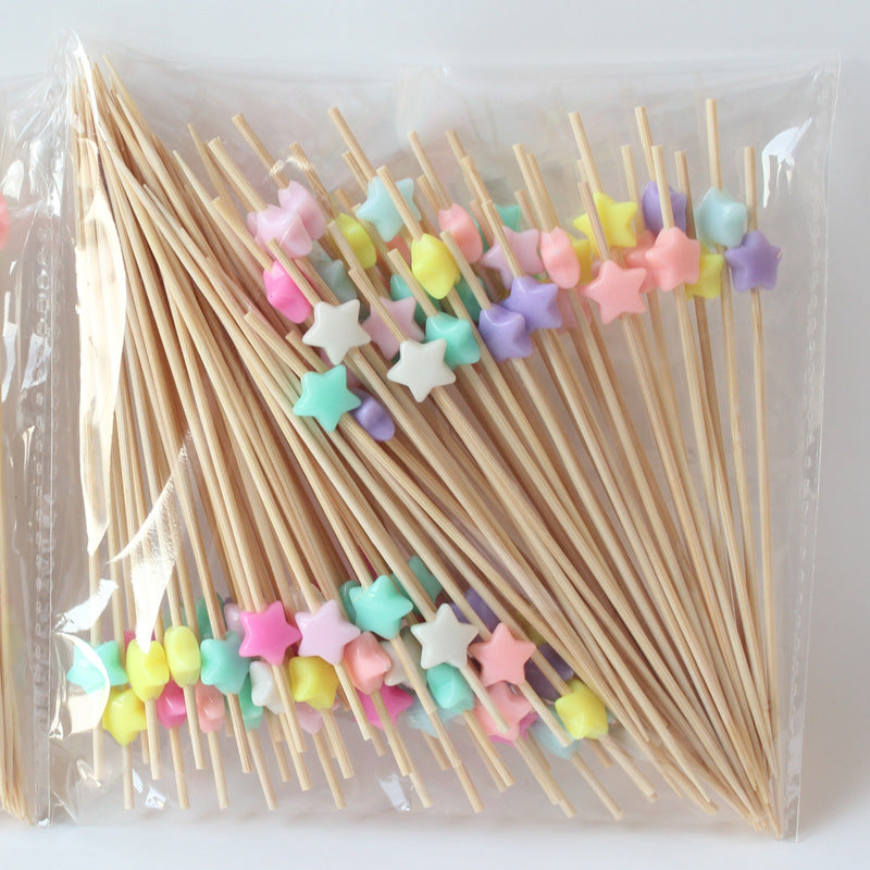 12cm Star-Shaped Bamboo Picks – Mixed Colors, Gold, Hollow Gold/Silver, Red-Blue-White, Red-Black-White, Macaron Stars & Cake Topper Stars | 100pcs/Pack | Wholesale EXW Prices
