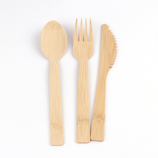 Bamboo Disposables | Bamboo Cutlery | 100-Piece Biodegradable Bamboo Utensils Set – Forks, Spoons & Knives Wholesale