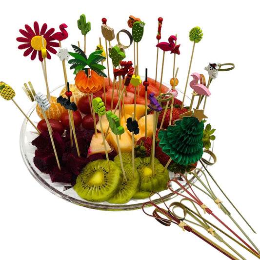 Models 1~100 | Bamboo Fruit Picks Food Picks – 10000pcs/Carton | Disposable Skewers for Parties & Catering | EXW Prices