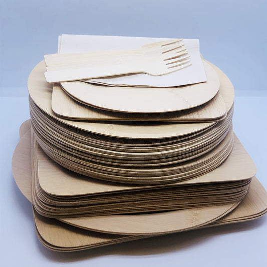 500PCS Custom-LOGO Wedding Plates, Event Plates, made from 100% natural bamboo, compostable and biodegradable | EXW Prices