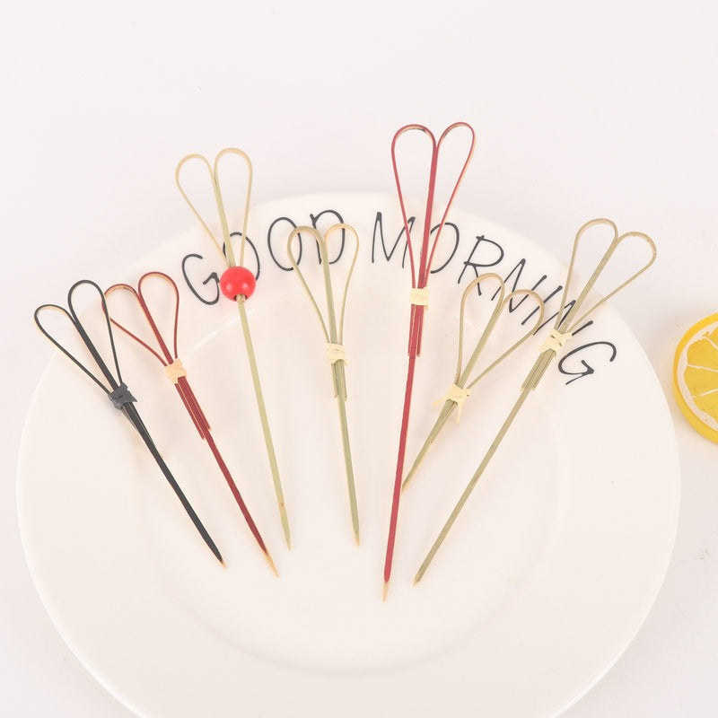 Bamboo Finger Picks/Knot Picks/Heart Shape Picks – 100% Natural Skewers for Appetizers, Cocktails & Catering (10,000pcs/ctn | EXW Prices