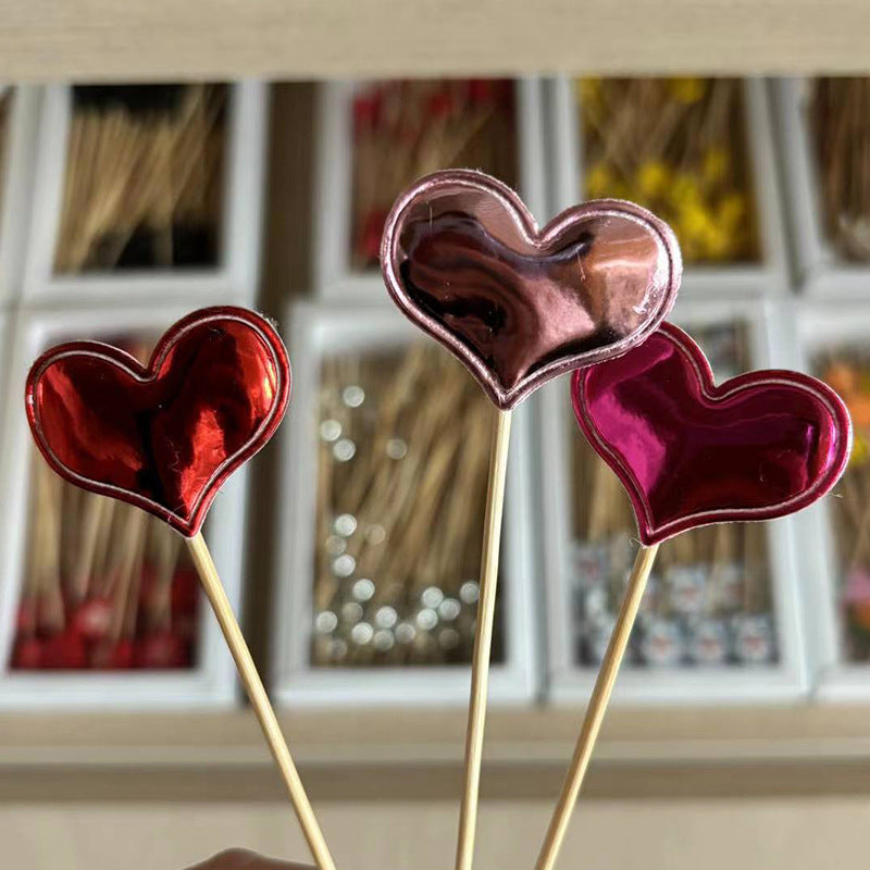 أعواد خيزران مزينة بخرز على شكل قلب، 12 سم - ألوان وتصاميم متعددة | 100 قطعة/عبوة | أسعار الجملة من المصنع