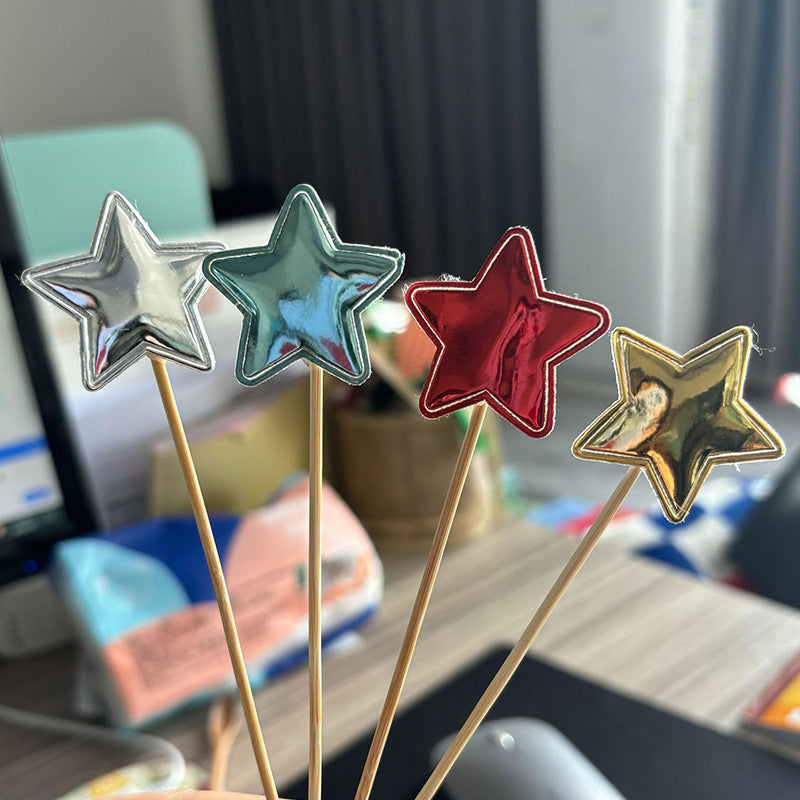 12cm Star-Shaped Bamboo Picks – Mixed Colors, Gold, Hollow Gold/Silver, Red-Blue-White, Red-Black-White, Macaron Stars & Cake Topper Stars | 100pcs/Pack | Wholesale EXW Prices