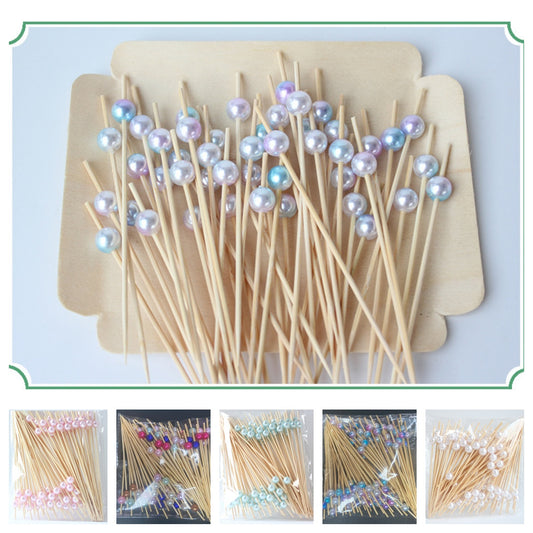 12cm Pearl Bamboo Skewers (100pcs) – White, Pink, Blue, Mixed & Gradient | Eco-Friendly Food, Cocktail, Fruit & Dessert Picks | Wholesale EXW Prices