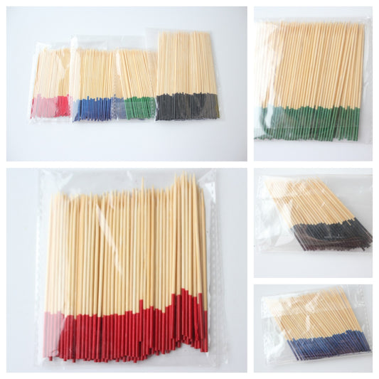 12cm Colored Bamboo Picks – Black / Blue / Green / Red | 100pcs/Pack Food, Cocktail & Appetizer Skewers | Wholesale EXW Prices