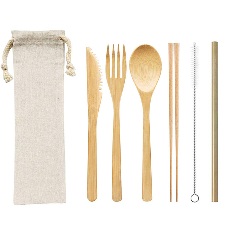 Reusable Bamboo Cutlery Set – 3/4/5/6/7/8/9 pcs a set for options | EXW Prices