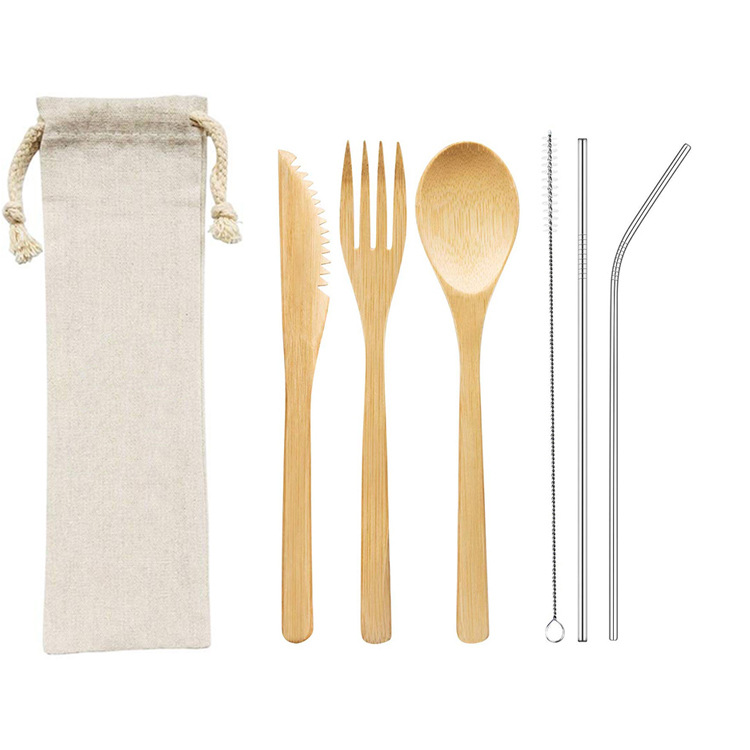 Reusable Bamboo Cutlery Set – 3/4/5/6/7/8/9 pcs a set for options | EXW Prices