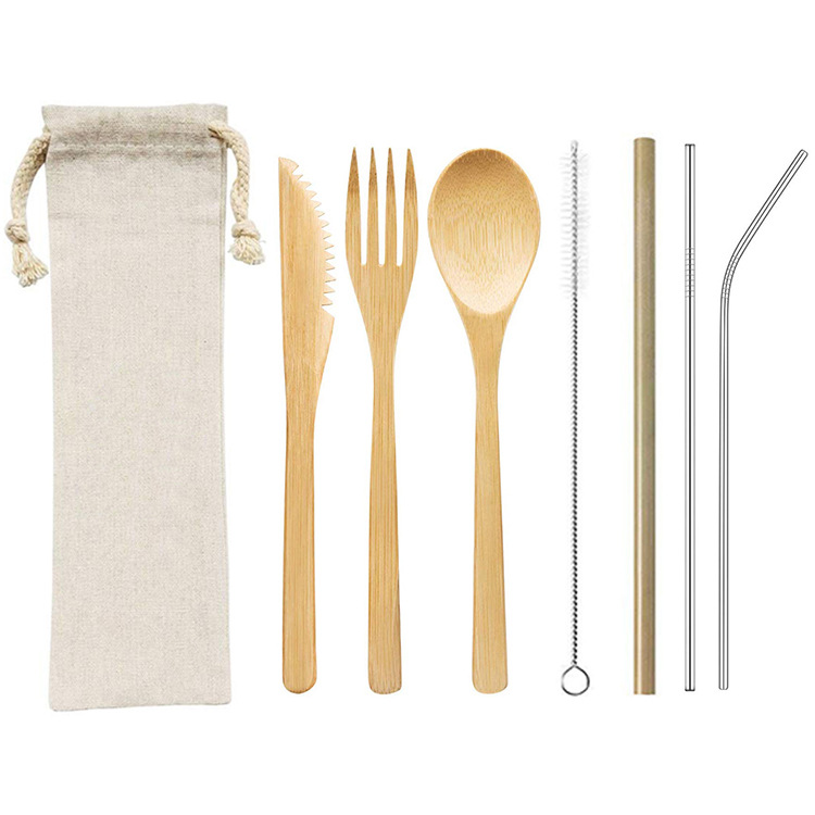 Reusable Bamboo Cutlery Set – 3/4/5/6/7/8/9 pcs a set for options | EXW Prices