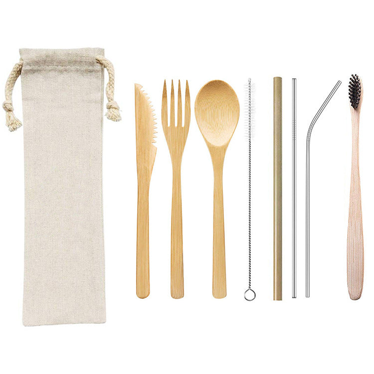 Reusable Bamboo Cutlery Set – 3/4/5/6/7/8/9 pcs a set for options | EXW Prices