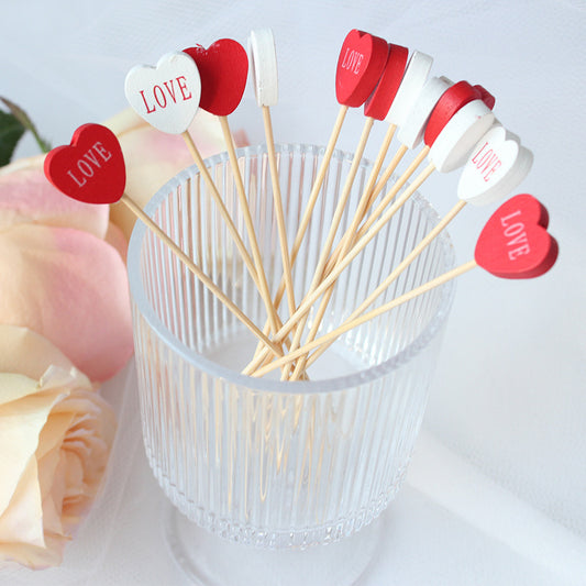 12cm Heart Bead Bamboo Picks – Multiple Colors & Designs | 100pcs/Pack | Wholesale EXW Prices