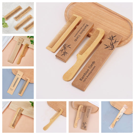 Bamboo Homeware | Bamboo Combs | Wholesale Eco Bamboo Combs – Unpainted, 13.5cm & 18cm, Kraft Box Packaging EXW